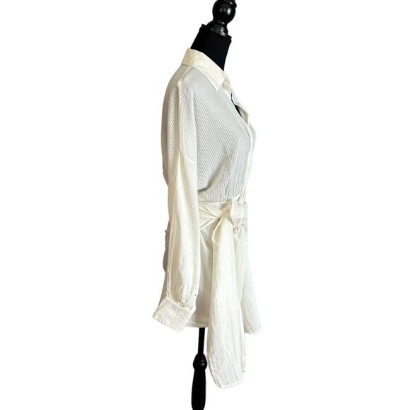 Atoir White Mini Shirt Dress SMALL Designer Wrap Draped Career Office $335 NEW - Picture 6 of 8